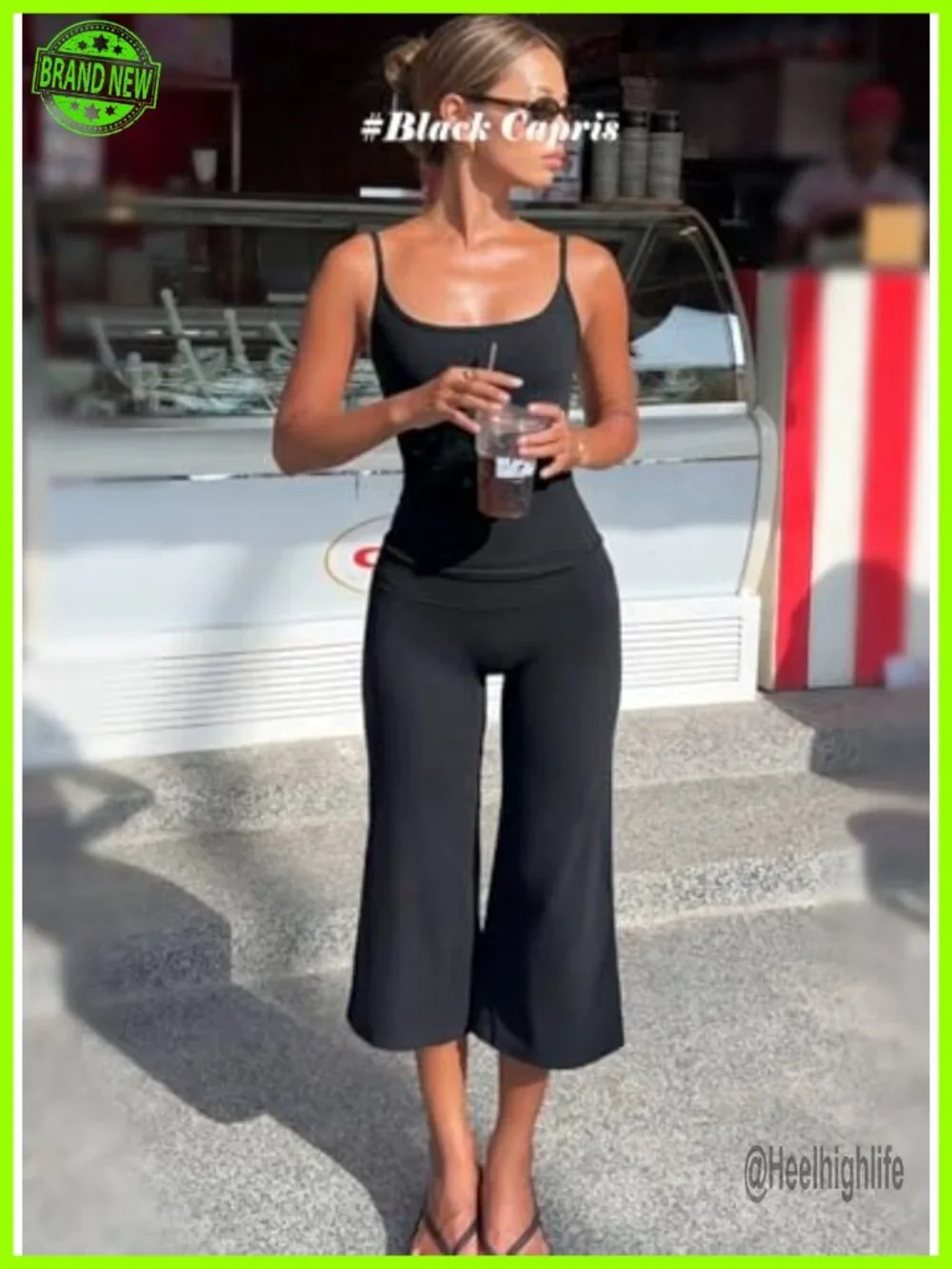 Wide Leg Capri Yoga Pants Women High Waist Gym Athletic Bottoms Nylon Spandex